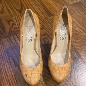 Used shiny cork style Michael Kors heels. Size 7. Box no dust bag.